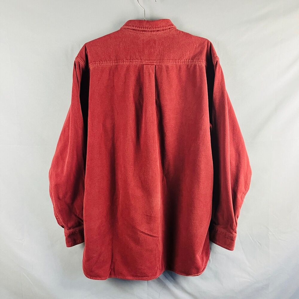 LL Bean Shirt Mens XL Tall Red Long Sleeve Button Down Shacket Vintage Autumn - Picture 7 of 8